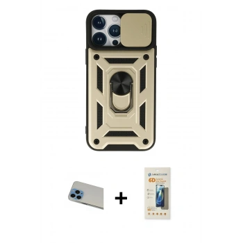 MARSİLYAN™- iPhone 13 Pro Max Kılıf Ahenk Klasik - Siyah 6D Mat Seramik Hayalet Nano Ekran Koruyucu + Rainbow Kamera Lens Koruma Cam - MI