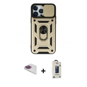 MARSİLYAN™- iPhone 13 Pro Max Kılıf Ahenk Klasik - Siyah Bilvis Hayalet Cam Ekran Koruyucu + Pers Alüminyum Kamera Lens - GI