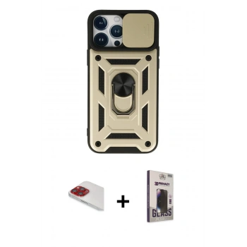MARSİLYAN™- iPhone 13 Pro Max Kılıf Ahenk Klasik - Siyah Bilvis Hayalet Cam Ekran Koruyucu + Pers Alüminyum Kamera Lens - KI