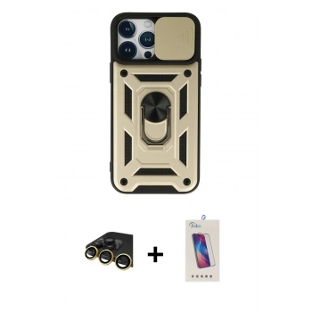 MARSİLYAN™- iPhone 13 Pro Max Kılıf Ahenk Klasik - Siyah Joko 5D Cam + Raze Metal Kamera Lens - GD