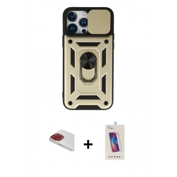MARSİLYAN™- iPhone 13 Pro Max Kılıf Ahenk Klasik - Siyah Joko 5D Cam + Pers Alüminyum Kamera Lens - KI