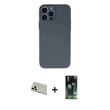 MARSİLYAN™- iPhone 13 Pro Max Kılıf Ahenk Serisi - Şeffaf 360 Full Body Arka Koruyucu + Rainbow Kamera Lens Koruma Cam - BZ