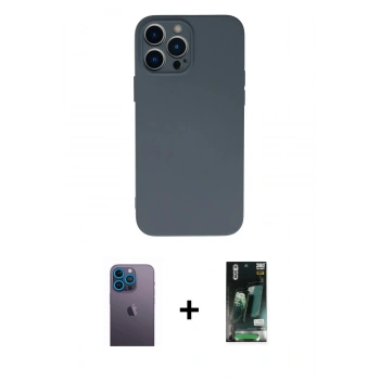 MARSİLYAN™- iPhone 13 Pro Max Kılıf Ahenk Serisi - Şeffaf 360 Full Body Arka Koruyucu + Neon Fosforlu Kamera Lens - MI