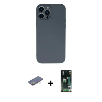 MARSİLYAN™- iPhone 13 Pro Max Kılıf Ahenk Serisi - Şeffaf 360 Full Body Arka Koruyucu + Renkli Kamera Lens Koruma Cam - MI