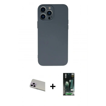 MARSİLYAN™- iPhone 13 Pro Max Kılıf Ahenk Serisi - Şeffaf 360 Full Body Arka Koruyucu + Rainbow Kamera Lens Koruma Cam - MR