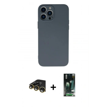 MARSİLYAN™- iPhone 13 Pro Max Kılıf Ahenk Serisi - Şeffaf 360 Full Body Arka Koruyucu + Raze Metal Kamera Lens - GD