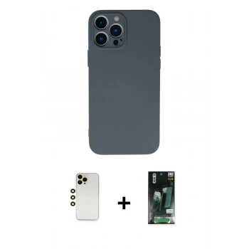 MARSİLYAN™- iPhone 13 Pro Max Kılıf Ahenk Serisi - Şeffaf 360 Full Body Arka Koruyucu + Shine Kamera Lens - GD