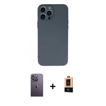 MARSİLYAN™- iPhone 13 Pro Max Kılıf Ahenk Serisi - Şeffaf Maxco Cam Ekran Koruyucu + Neon Fosforlu Kamera Lens - BZ