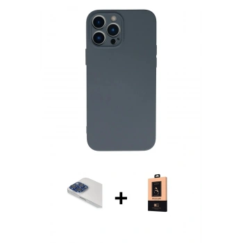MARSİLYAN™- iPhone 13 Pro Max Kılıf Ahenk Serisi - Şeffaf Maxco Cam Ekran Koruyucu + Pers Alüminyum Kamera Lens - LT