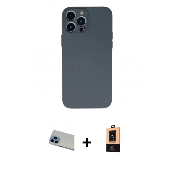 MARSİLYAN™- iPhone 13 Pro Max Kılıf Ahenk Serisi - Şeffaf Maxco Cam Ekran Koruyucu + Rainbow Kamera Lens Koruma Cam - MI