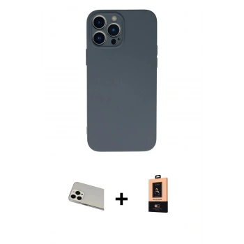 MARSİLYAN™- iPhone 13 Pro Max Kılıf Ahenk Serisi - Şeffaf Maxco Cam Ekran Koruyucu + Rainbow Kamera Lens Koruma Cam - BZ