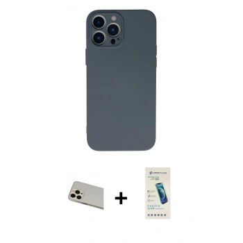 MARSİLYAN™- iPhone 13 Pro Max Kılıf Ahenk Serisi - Şeffaf Pasifik Cam Ekran Koruyucu + Rainbow Kamera Lens Koruma Cam - REGD