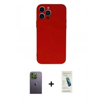 MARSİLYAN™- iPhone 13 Pro Max Kılıf Ahenk Serisi - Şeffaf Pasifik Cam Ekran Koruyucu + Neon Fosforlu Kamera Lens - YL