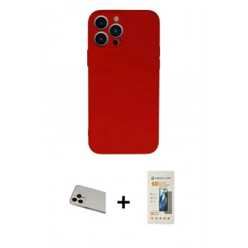 MARSİLYAN™- iPhone 13 Pro Max Kılıf Ahenk Serisi - Siyah 6D Mat Seramik Hayalet Nano Ekran Koruyucu + Rainbow Kamera Lens Koruma Cam - REGD