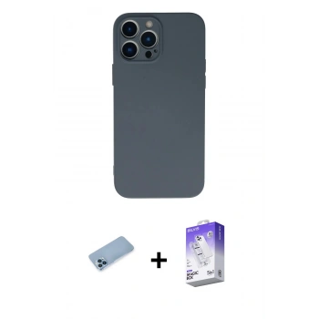 MARSİLYAN™- iPhone 13 Pro Max Kılıf Ahenk Serisi - Siyah Bilvis 5in1 3D Magic Cam Ekran Koruyucu + Shine Kamera Lens Koruma Cam - MI