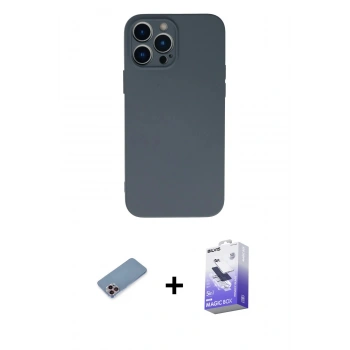 MARSİLYAN™- iPhone 13 Pro Max Kılıf Ahenk Serisi - Siyah Bilvis 5in1 5D Magic Hayalet Cam Ekran Koruyucu + Shine Kamera Lens Koruma Cam - PE