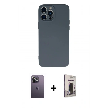 MARSİLYAN™- iPhone 13 Pro Max Kılıf Ahenk Serisi - Siyah Bilvis Hayalet Cam Ekran Koruyucu + Neon Fosforlu Kamera Lens - BZ