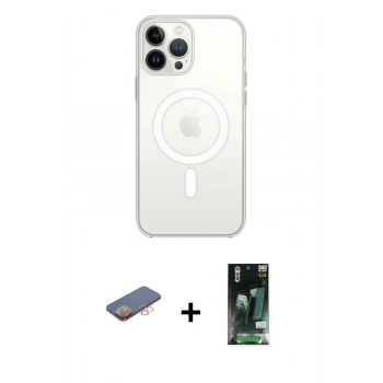 MARSİLYAN™- iPhone 13 Pro Max Kılıf Ahenk Yansıma Prime - Şeffaf 360 Full Body Arka Koruyucu + Renkli Kamera Lens Koruma Cam - TU