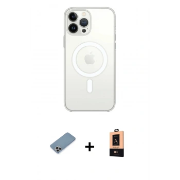 MARSİLYAN™- iPhone 13 Pro Max Kılıf Ahenk Yansıma Prime - Şeffaf Maxco Cam Ekran Koruyucu + Shine Kamera Lens Koruma Cam - GI