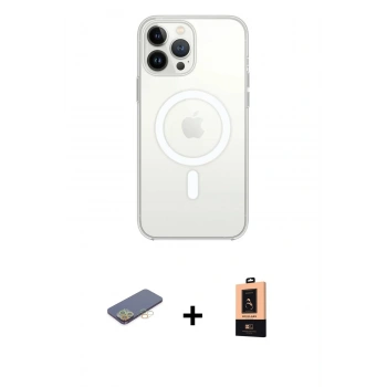 MARSİLYAN™- iPhone 13 Pro Max Kılıf Ahenk Yansıma Prime - Şeffaf Maxco Cam Ekran Koruyucu + Renkli Kamera Lens Koruma Cam - SI