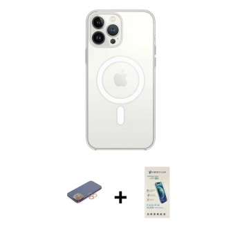 MARSİLYAN™- iPhone 13 Pro Max Kılıf Ahenk Yansıma Prime - Şeffaf Pasifik Cam Ekran Koruyucu + Renkli Kamera Lens Koruma Cam - TU