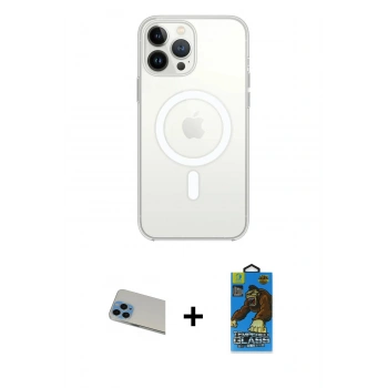 MARSİLYAN™- iPhone 13 Pro Max Kılıf Ahenk Yansıma Prime - Siyah 18D Cam Ekran Koruyucu + Rainbow Kamera Lens Koruma Cam - MI