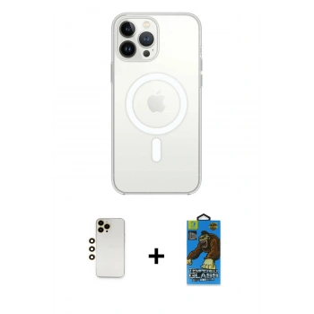 MARSİLYAN™- iPhone 13 Pro Max Kılıf Ahenk Yansıma Prime - Siyah 18D Cam Ekran Koruyucu + Shine Kamera Lens - GD