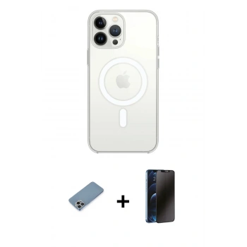 MARSİLYAN™- iPhone 13 Pro Max Kılıf Ahenk Yansıma Prime - Siyah 3D Antistatik Hayalet Cam Ekran Koruyucu + Shine Kamera Lens Koruma Cam - GI