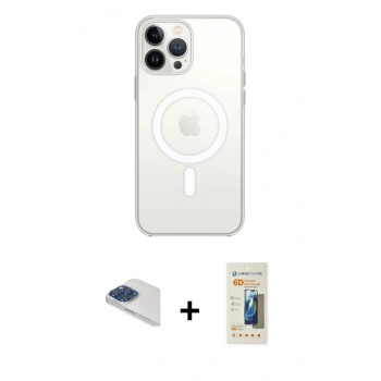 MARSİLYAN™- iPhone 13 Pro Max Kılıf Ahenk Yansıma Prime - Siyah 6D Mat Seramik Hayalet Nano Ekran Koruyucu + Pers Alüminyum Kamera Lens - LT