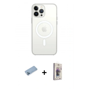 MARSİLYAN™- iPhone 13 Pro Max Kılıf Ahenk Yansıma Prime - Siyah Bilvis 3D Cam Ekran Koruyucu + Shine Kamera Lens Koruma Cam - MI