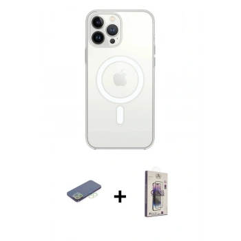 MARSİLYAN™- iPhone 13 Pro Max Kılıf Ahenk Yansıma Prime - Siyah Bilvis 3D Cam Ekran Koruyucu + Renkli Kamera Lens Koruma Cam - YL