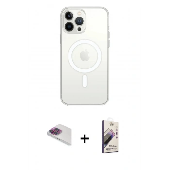 MARSİLYAN™- iPhone 13 Pro Max Kılıf Ahenk Yansıma Prime - Siyah Bilvis 3D Mat Cam Ekran Koruyucu + Pers Alüminyum Kamera Lens - GI