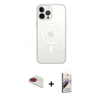 MARSİLYAN™- iPhone 13 Pro Max Kılıf Ahenk Yansıma Prime - Siyah Bilvis 3D Mat Cam Ekran Koruyucu + Pers Alüminyum Kamera Lens - KI