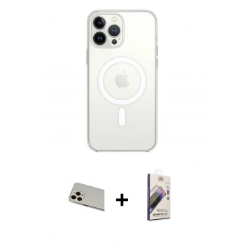 MARSİLYAN™- iPhone 13 Pro Max Kılıf Ahenk Yansıma Prime - Siyah Bilvis 3D Mat Cam Ekran Koruyucu + Rainbow Kamera Lens Koruma Cam - REGD