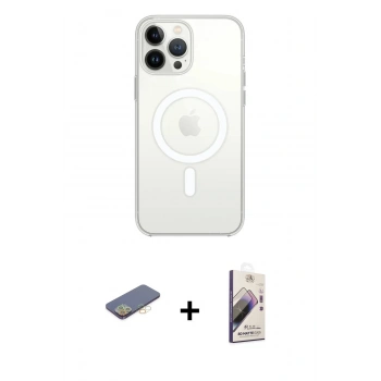 MARSİLYAN™- iPhone 13 Pro Max Kılıf Ahenk Yansıma Prime - Siyah Bilvis 3D Mat Cam Ekran Koruyucu + Renkli Kamera Lens Koruma Cam - SI