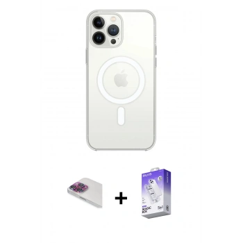 MARSİLYAN™- iPhone 13 Pro Max Kılıf Ahenk Yansıma Prime - Siyah Bilvis 5in1 3D Magic Cam Ekran Koruyucu + Pers Alüminyum Kamera Lens - GI