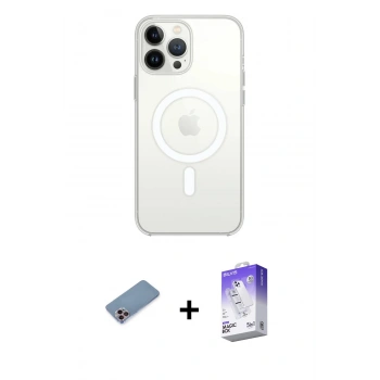 MARSİLYAN™- iPhone 13 Pro Max Kılıf Ahenk Yansıma Prime - Siyah Bilvis 5in1 3D Magic Cam Ekran Koruyucu + Shine Kamera Lens Koruma Cam - PE