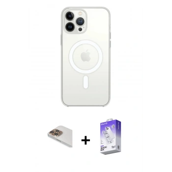 MARSİLYAN™- iPhone 13 Pro Max Kılıf Ahenk Yansıma Prime - Siyah Bilvis 5in1 3D Magic Cam Ekran Koruyucu + Pers Alüminyum Kamera Lens - GD
