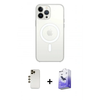 MARSİLYAN™- iPhone 13 Pro Max Kılıf Ahenk Yansıma Prime - Siyah Bilvis 5in1 5D Magic Hayalet Cam Ekran Koruyucu + Shine Kamera Lens - GD
