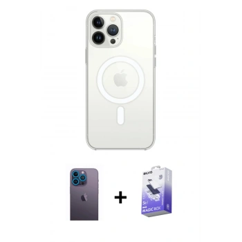 MARSİLYAN™- iPhone 13 Pro Max Kılıf Ahenk Yansıma Prime - Siyah Bilvis 5in1 5D Magic Hayalet Cam Ekran Koruyucu + Neon Fosforlu Kamera Lens - MI