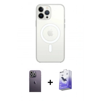MARSİLYAN™- iPhone 13 Pro Max Kılıf Ahenk Yansıma Prime - Siyah Bilvis 5in1 5D Magic Hayalet Cam Ekran Koruyucu + Neon Fosforlu Kamera Lens - BZ