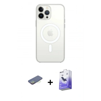 MARSİLYAN™- iPhone 13 Pro Max Kılıf Ahenk Yansıma Prime - Siyah Bilvis 5in1 5D Magic Hayalet Cam Ekran Koruyucu + Renkli Kamera Lens Koruma Cam - YL