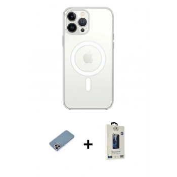 MARSİLYAN™- iPhone 13 Pro Max Kılıf Ahenk Yansıma Prime - Siyah Bilvis Hayalet Cam Ekran Koruyucu + Shine Kamera Lens Koruma Cam - GI
