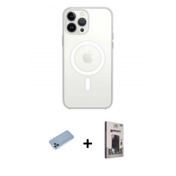 MARSİLYAN™- iPhone 13 Pro Max Kılıf Ahenk Yansıma Prime - Siyah Bilvis Hayalet Cam Ekran Koruyucu + Shine Kamera Lens Koruma Cam - MI