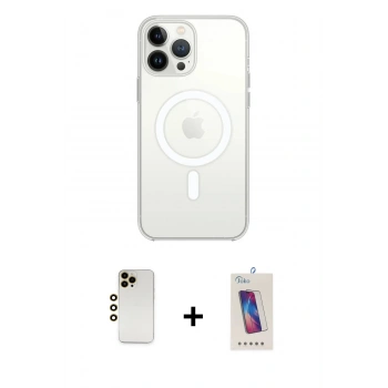 MARSİLYAN™- iPhone 13 Pro Max Kılıf Ahenk Yansıma Prime - Siyah Joko 5D Cam + Shine Kamera Lens - GD