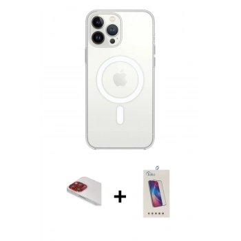 MARSİLYAN™- iPhone 13 Pro Max Kılıf Ahenk Yansıma Prime - Siyah Joko 5D Cam + Pers Alüminyum Kamera Lens - KI