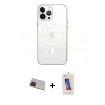 MARSİLYAN™- iPhone 13 Pro Max Kılıf Ahenk Yansıma Prime - Siyah Joko 5D Cam + Rainbow Kamera Lens Koruma Cam - KI