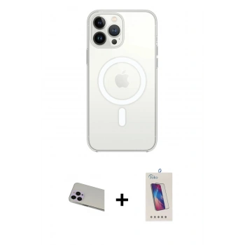 MARSİLYAN™- iPhone 13 Pro Max Kılıf Ahenk Yansıma Prime - Siyah Joko 5D Cam + Rainbow Kamera Lens Koruma Cam - MR