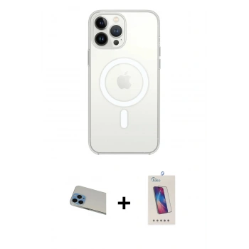 MARSİLYAN™- iPhone 13 Pro Max Kılıf Ahenk Yansıma Prime - Siyah Joko 5D Cam + Rainbow Kamera Lens Koruma Cam - MI