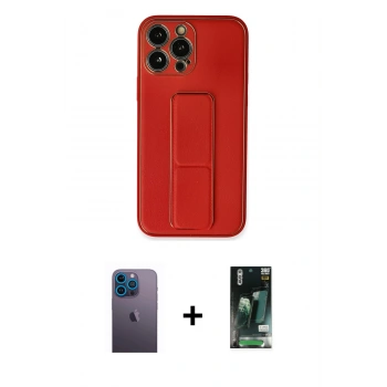 MARSİLYAN™- iPhone 13 Pro Max Kılıf Akış Doku - Şeffaf 360 Full Body Arka Koruyucu + Neon Fosforlu Kamera Lens - MI